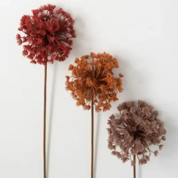 Stems & Bouquets-Kirkland's Home Fall Queen Anne'S Lace Orb Stems, Set Of 3 Red/Orange/Gray