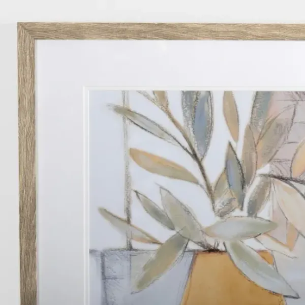 Framed Art-Kirkland's Home Falling Branch Framed Art Print White/Yellow
