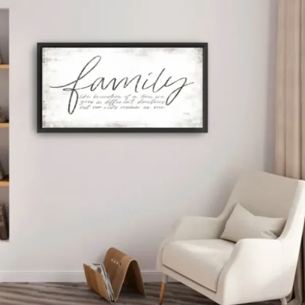 Wall Quotes & Signs-Kirkland's Home Family Branches Framed Canvas Art Print, 42X22 In. White/Black