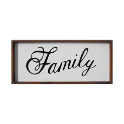 Wall Quotes & Signs-Kirkland's Home Family Curling Script Framed Wall Art Black/White