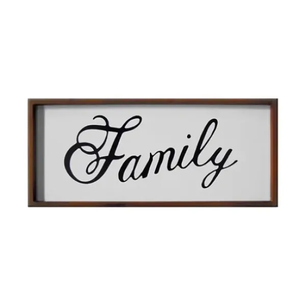Wall Quotes & Signs-Kirkland's Home Family Curling Script Framed Wall Art Black/White