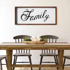 Wall Quotes & Signs-Kirkland's Home Family Curling Script Framed Wall Art Black/White