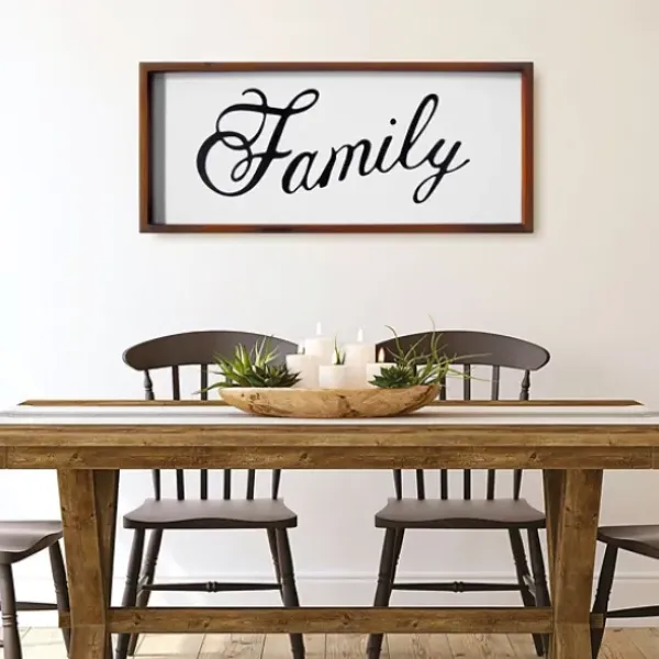 Wall Quotes & Signs-Kirkland's Home Family Curling Script Framed Wall Art Black/White