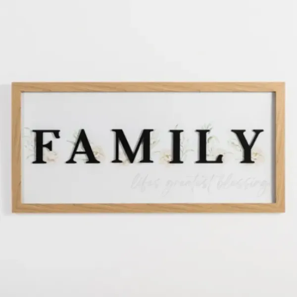 Wall Quotes & Signs-Kirkland's Home Family Floral Shadowbox Wall Plaque White/Black