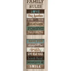 Wall Quotes & Signs-Kirkland's Home Family Rules Shutter Canvas Art Print Blue/White/Brown