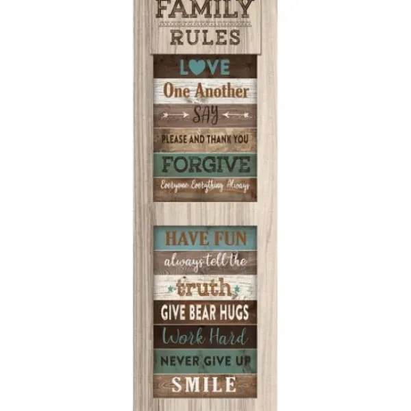 Wall Quotes & Signs-Kirkland's Home Family Rules Shutter Canvas Art Print Blue/White/Brown