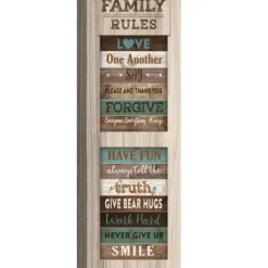 Wall Quotes & Signs-Kirkland's Home Family Rules Shutter Canvas Art Print Blue/White/Brown