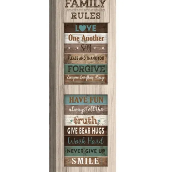 Wall Quotes & Signs-Kirkland's Home Family Rules Shutter Canvas Art Print Blue/White/Brown