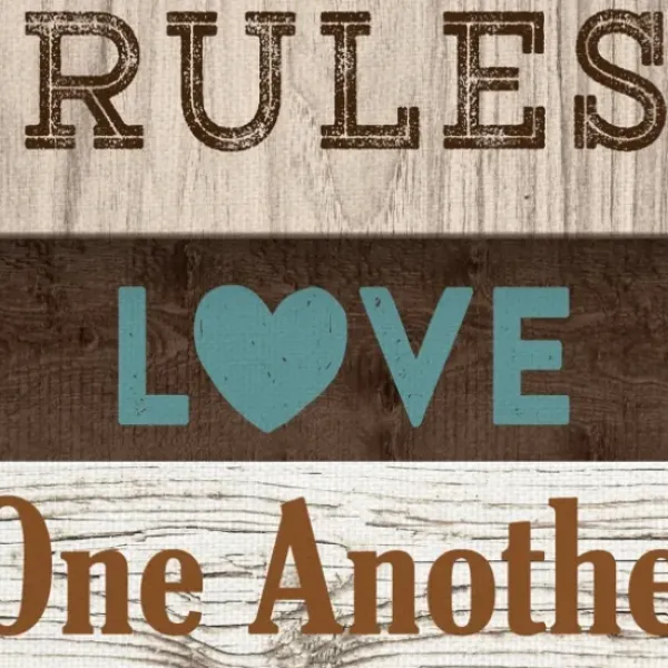 Wall Quotes & Signs-Kirkland's Home Family Rules Shutter Canvas Art Print Blue/White/Brown