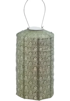 Outdoor Lighting-Kirkland's Home Fan Cylinder Hanging Led Outdoor Lantern Green