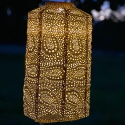 Outdoor Lighting-Kirkland's Home Fan Cylinder Hanging Led Outdoor Lantern Green