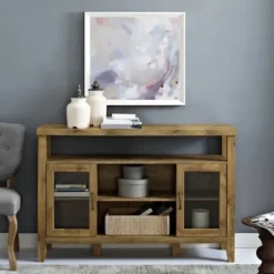 Tv Stands & Media Consoles-Kirkland's Home Farmhouse Highboy Natural Tv Stand Brown