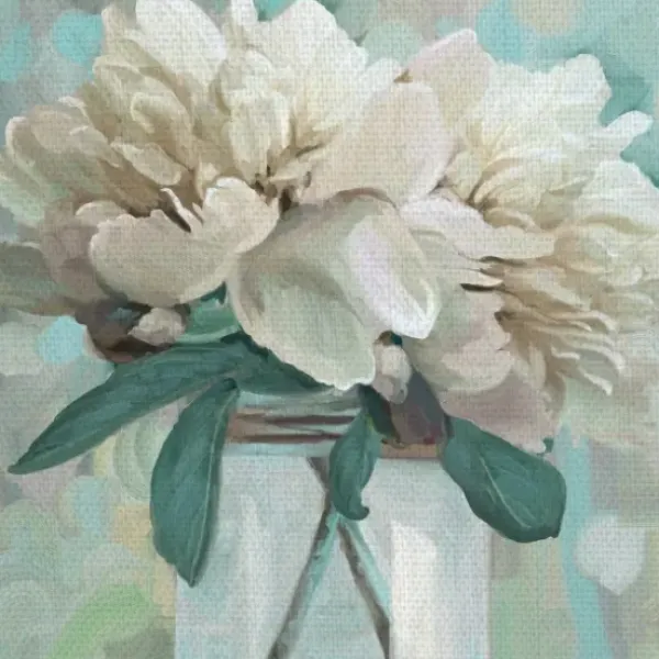 Canvas Art-Kirkland's Home Farmhouse Peonies Canvas Art Prints, Set Of 2 White/Blue/Green/Gray