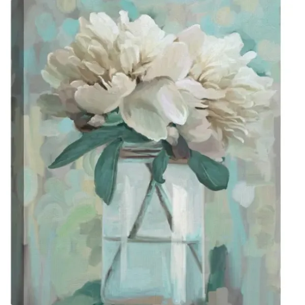 Canvas Art-Kirkland's Home Farmhouse Peonies Canvas Art Prints, Set Of 2 White/Blue/Green/Gray