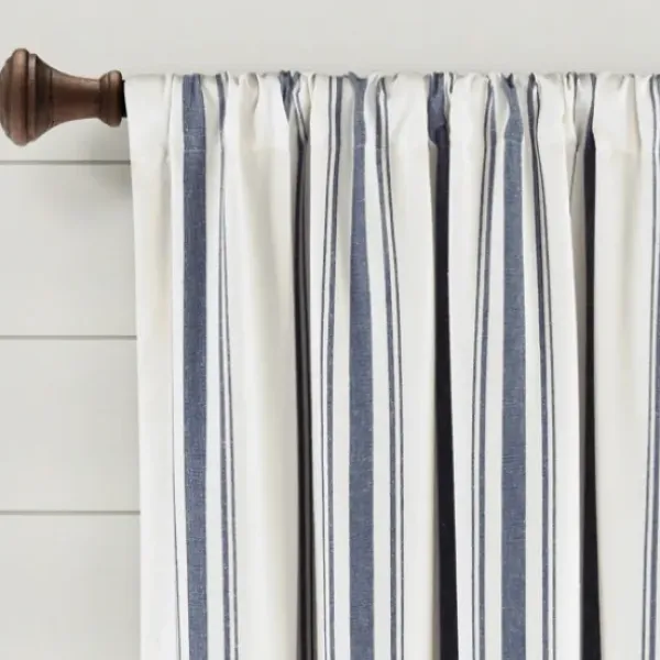 Curtains & Drapes-Kirkland's Home Farmhouse Stripe Curtain Panel Set, 84 In. Black