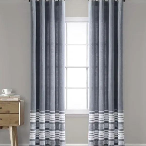 Curtains & Drapes-Kirkland's Home Farmhouse Stripe Curtain Panel Set, 84 In. Pink