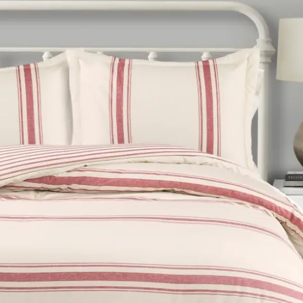 Comforters-Kirkland's Home Farmhouse Stripe 3-Pc. Full/Queen Comforter Set Red/Ivory