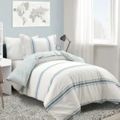 Duvets-Kirkland's Home Farmhouse Stripe 2-Pc. Twin Xl Duvet Set Blue