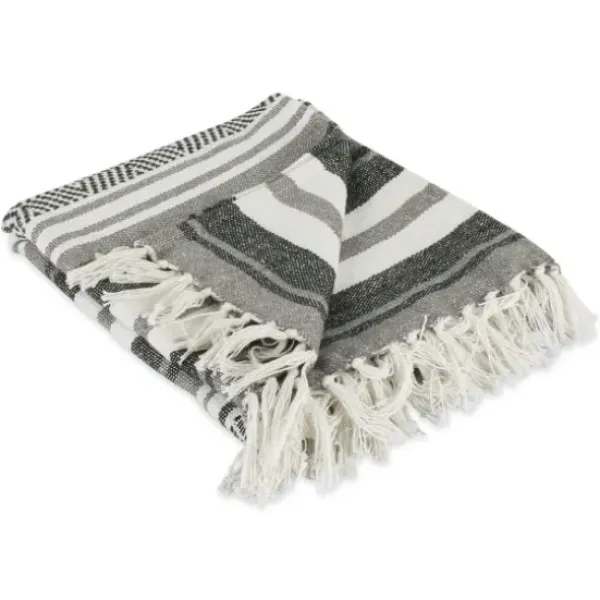 Blankets & Throws-Kirkland's Home Farmhouse Stripe Throw Black