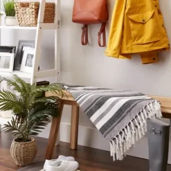Blankets & Throws-Kirkland's Home Farmhouse Stripe Throw Black