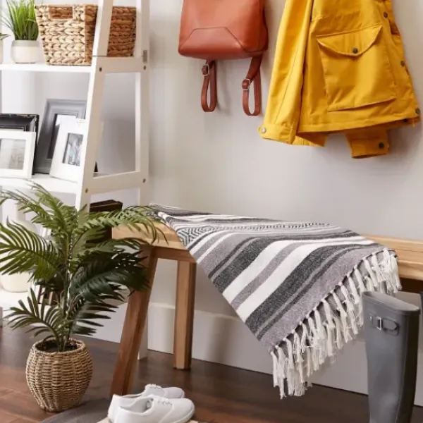 Blankets & Throws-Kirkland's Home Farmhouse Stripe Throw Black