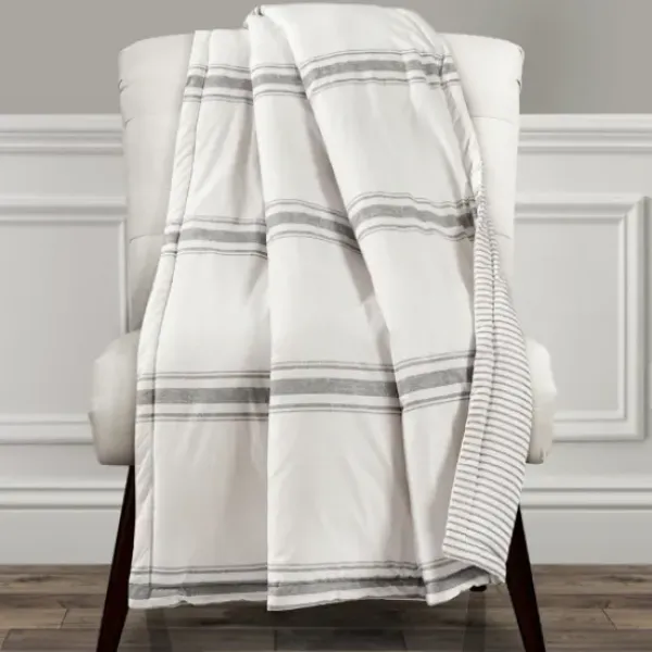 Blankets & Throws-Kirkland's Home Farmhouse Stripe Throw Gray