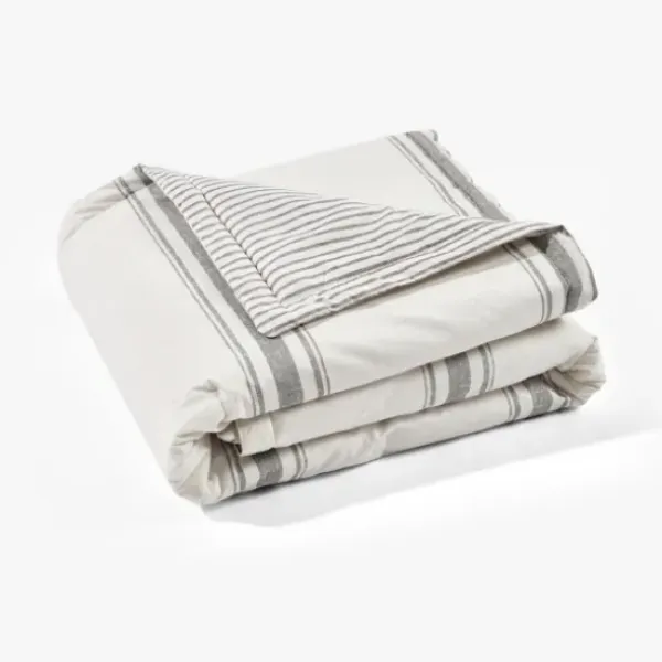 Blankets & Throws-Kirkland's Home Farmhouse Stripe Throw Gray
