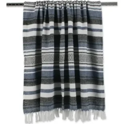 Blankets & Throws-Kirkland's Home Farmhouse Stripe Throw Blue