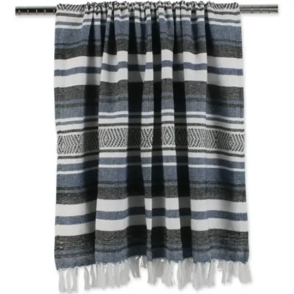 Blankets & Throws-Kirkland's Home Farmhouse Stripe Throw Blue