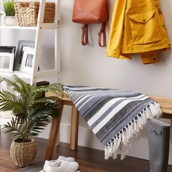 Blankets & Throws-Kirkland's Home Farmhouse Stripe Throw Blue