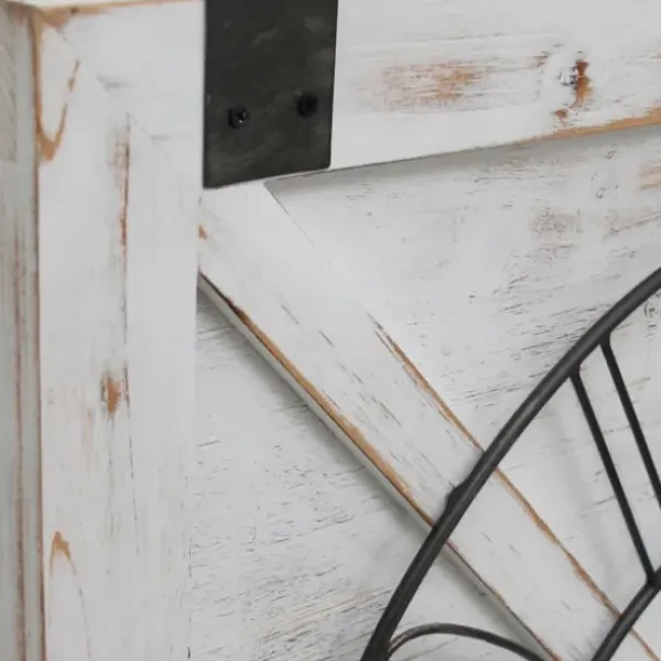 Clocks-Kirkland's Home Farmstead Wooden Barn Door Clock White