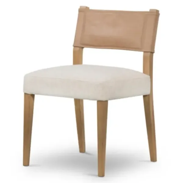 Dining Chairs-Kirkland's Home Farrah Leather Back Dining Chair Tan/Ivory