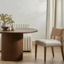 Dining Chairs-Kirkland's Home Farrah Leather Back Dining Chair Tan/Ivory