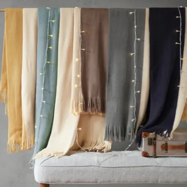 Blankets & Throws-Kirkland's Home Faux Cashmere Color Block Throw Blanket Yellow