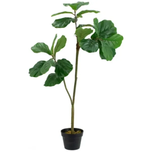 Trees & Topiaries-Kirkland's Home Faux Fiddle Leaf Plant In Black Pot