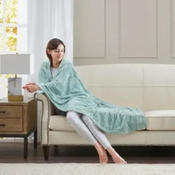 Blankets & Throws-Kirkland's Home Faux Fur Oversized Throw Green