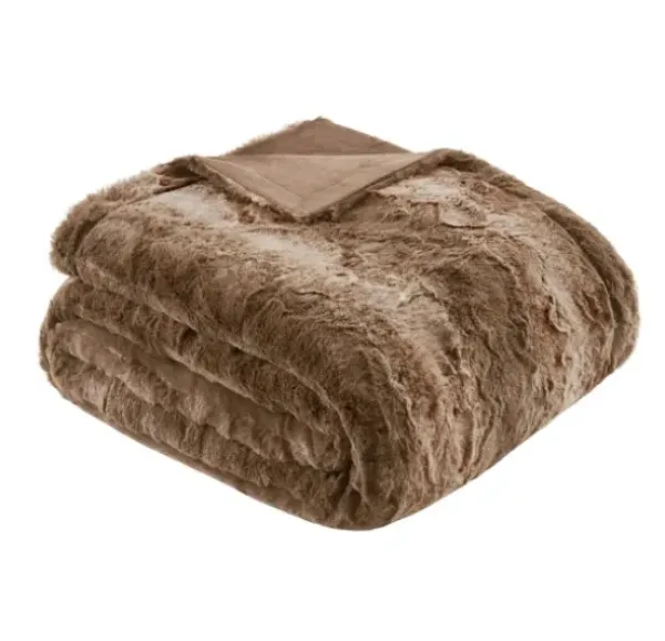 Blankets & Throws-Kirkland's Home Faux Fur Oversized Throw Blanket Tan