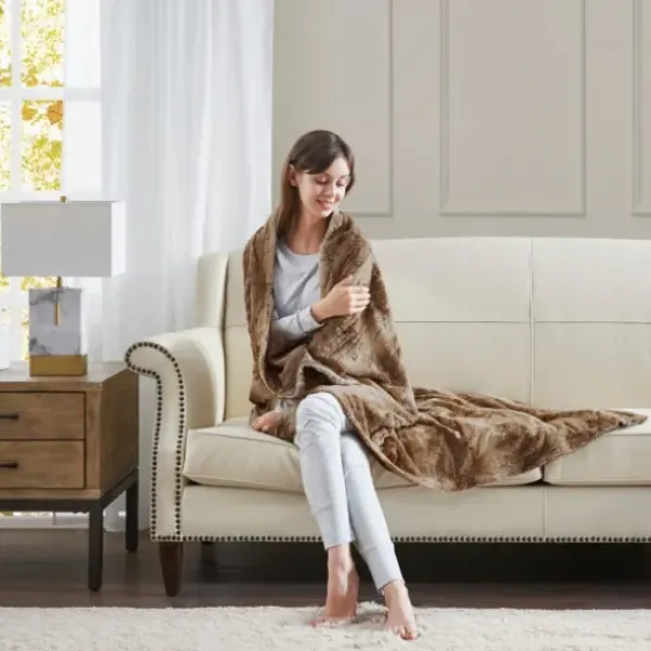 Blankets & Throws-Kirkland's Home Faux Fur Oversized Throw Blanket Tan