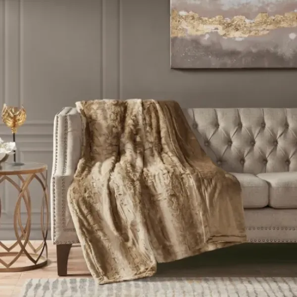 Blankets & Throws-Kirkland's Home Faux Fur Oversized Throw Blanket Tan