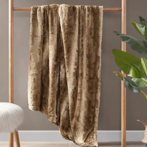 Blankets & Throws-Kirkland's Home Faux Fur Oversized Throw Blanket Tan