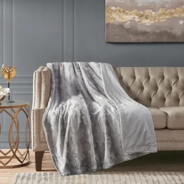 Blankets & Throws-Kirkland's Home Faux Fur Oversized Throw Blanket Gray