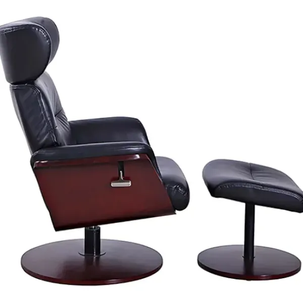 Accent Chairs-Kirkland's Home Faux Leather Accent Chair With Ottoman Black
