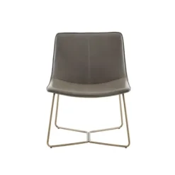 Accent Chairs-Kirkland's Home Faux Leather Accent Chair With Gold Base Gray