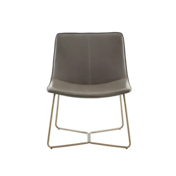 Accent Chairs-Kirkland's Home Faux Leather Accent Chair With Gold Base Gray