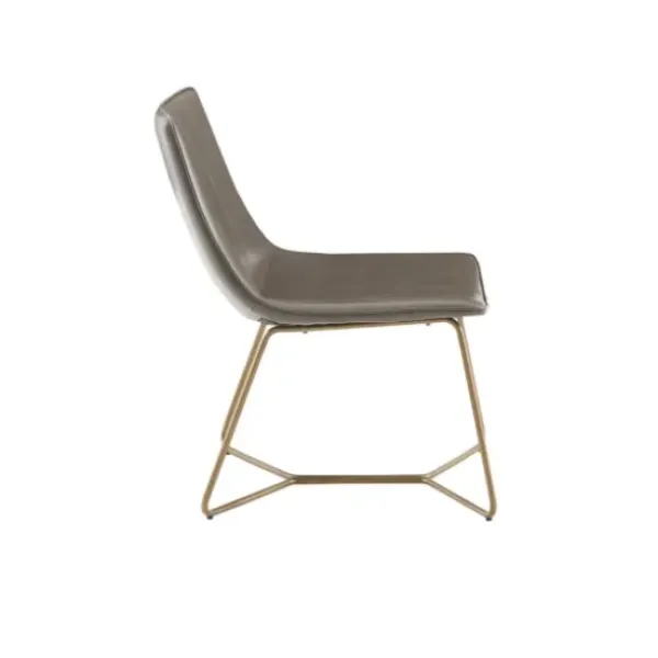 Accent Chairs-Kirkland's Home Faux Leather Accent Chair With Gold Base Gray