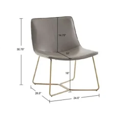 Accent Chairs-Kirkland's Home Faux Leather Accent Chair With Gold Base Gray