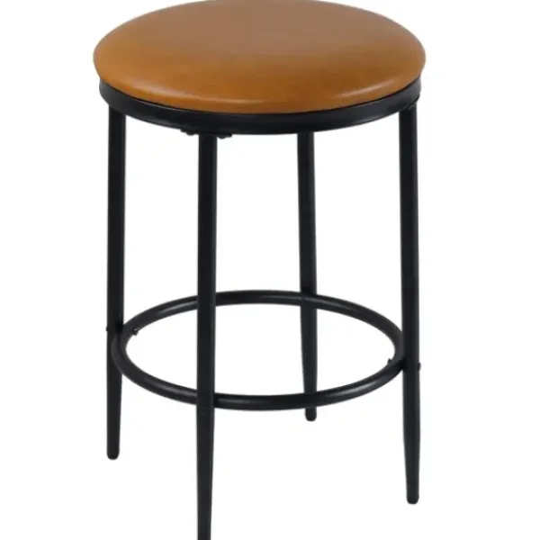 Bar Stools & Counter Height Stools-Kirkland's Home Faux Leather And Metal Counter Stool Brown