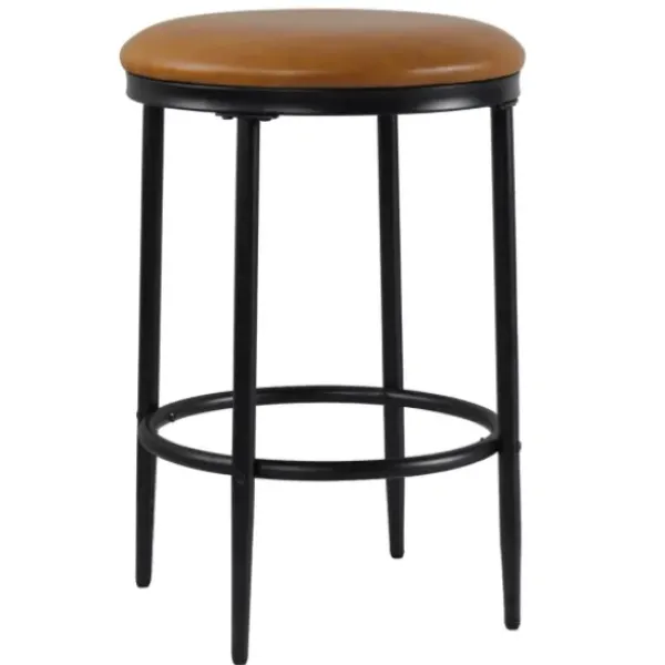 Bar Stools & Counter Height Stools-Kirkland's Home Faux Leather And Metal Counter Stool Brown