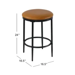 Bar Stools & Counter Height Stools-Kirkland's Home Faux Leather And Metal Counter Stool Brown