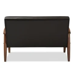 Sofas & Loveseats-Kirkland's Home Faux Leather And Rubberwood Loveseat, 49 In. Brown